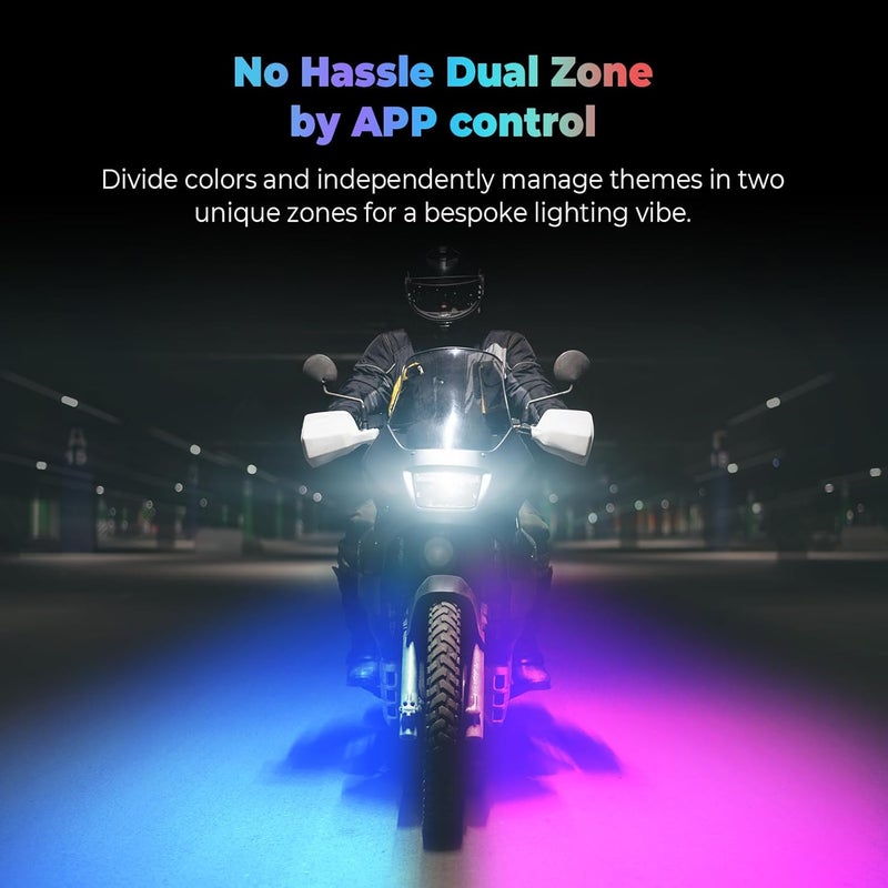 DITRIO 6Pcs Motorcycle Led Underglow Kit with APP & 2 RF Remote Control,Motorcycle RGB Lights with Brake Turn Signal, Dual Zone,12V Waterproof Pixelglow Effects for Motorcycles, Golf Carts, ATVs, UTVs - Image 5